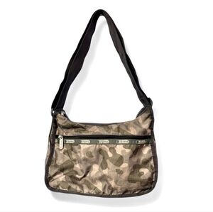 LESPORTSAC Green & Grey Camouflage Hobo Bag
